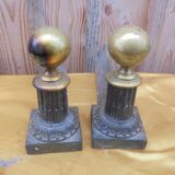 Pair of Napoleon III Cast Iron and Brass Andirons