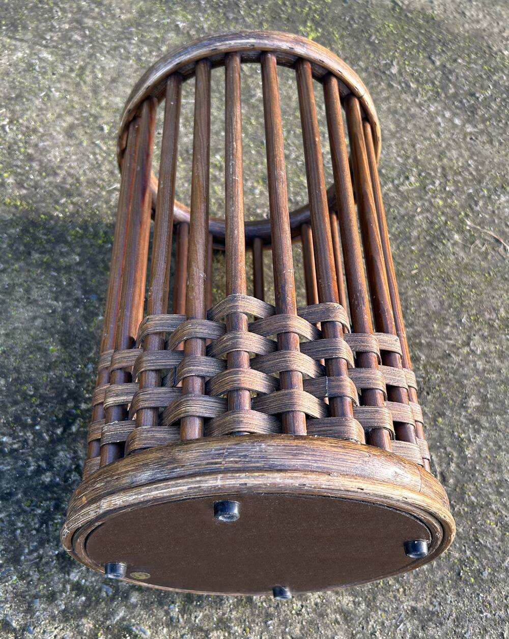 Bamboo rattan umbrella stand, vintage, 60s