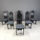 Vintage post modern black wooden dining chairs, 1980s