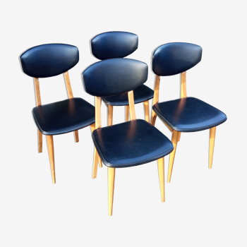 Four chairs in skaï, Scandinavian style, 60s