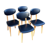 Four chairs in skaï, Scandinavian style, 60s