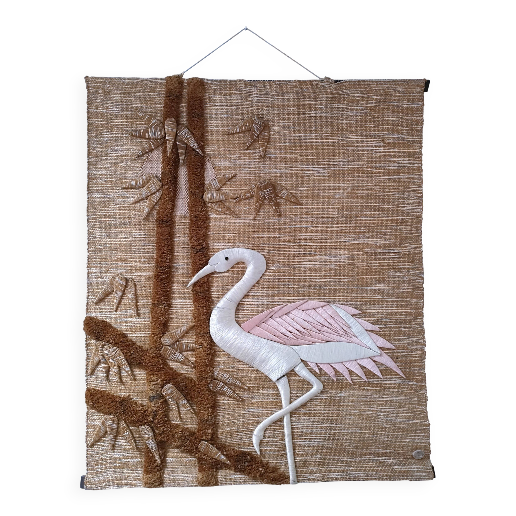 bird and foliage tapestry stamped from the 70s