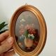 Vintage miniature painting oil painting under glass