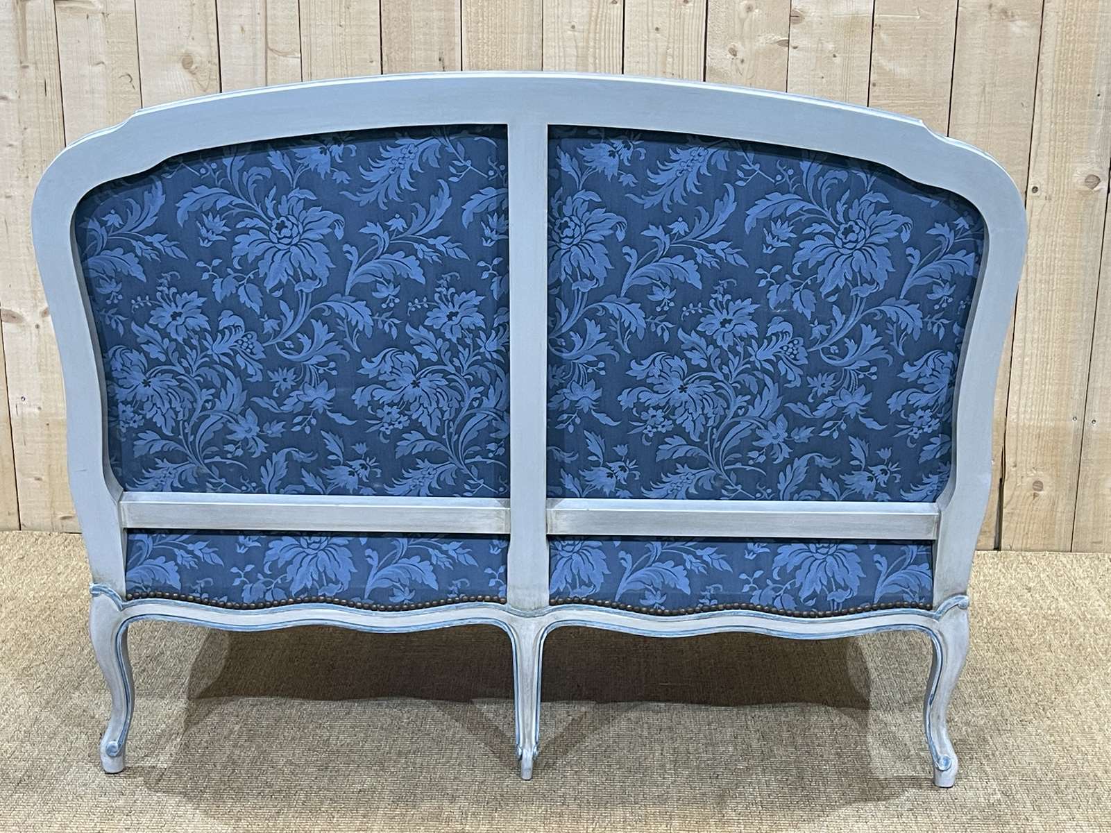 Louis XV style sofa from the 70s in beech, feather seat cushions