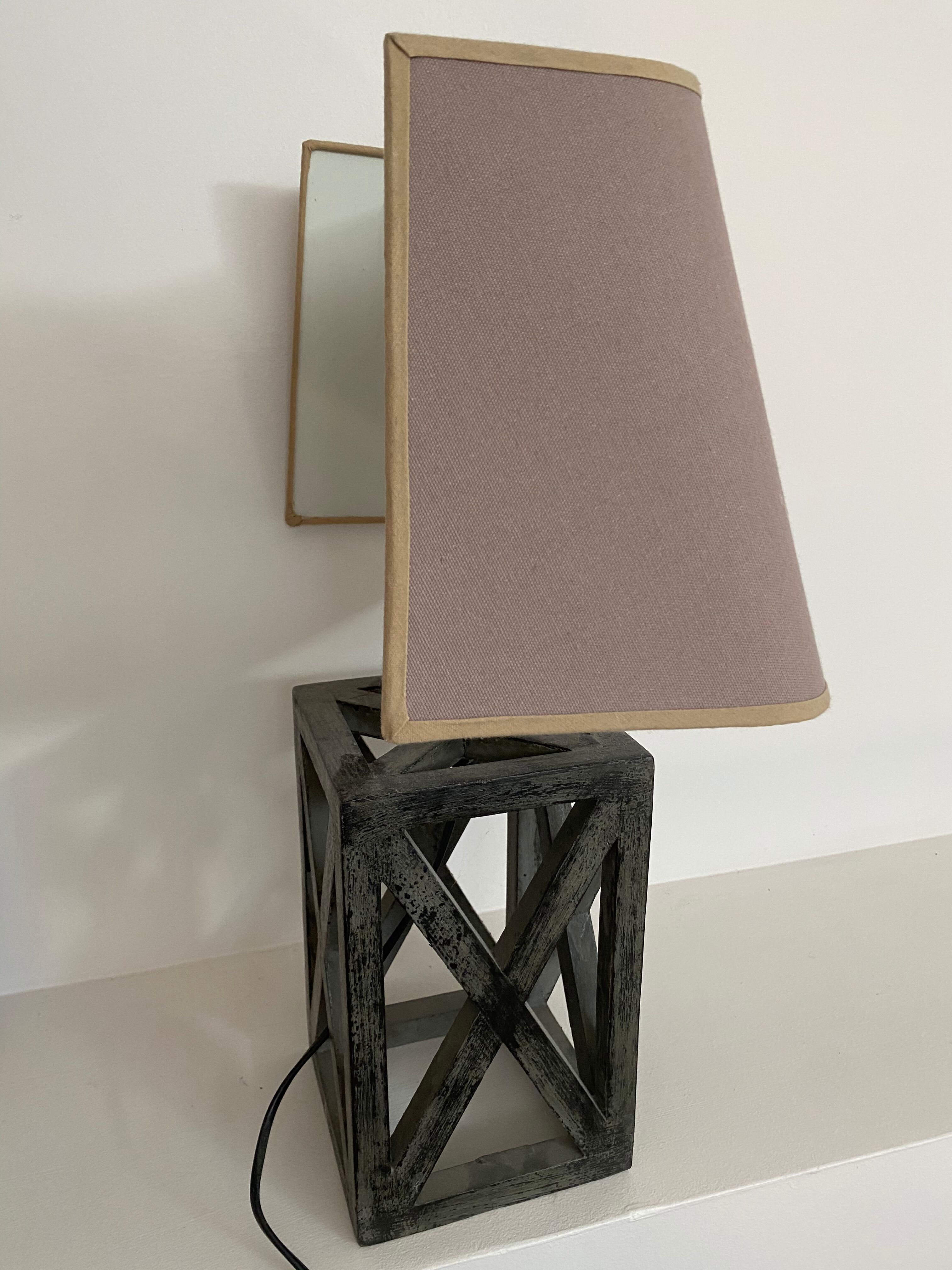 Pair of wooden lamps