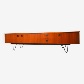 Low Scandinavian sideboard in teak and metal