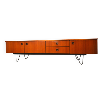 Low Scandinavian sideboard in teak and metal