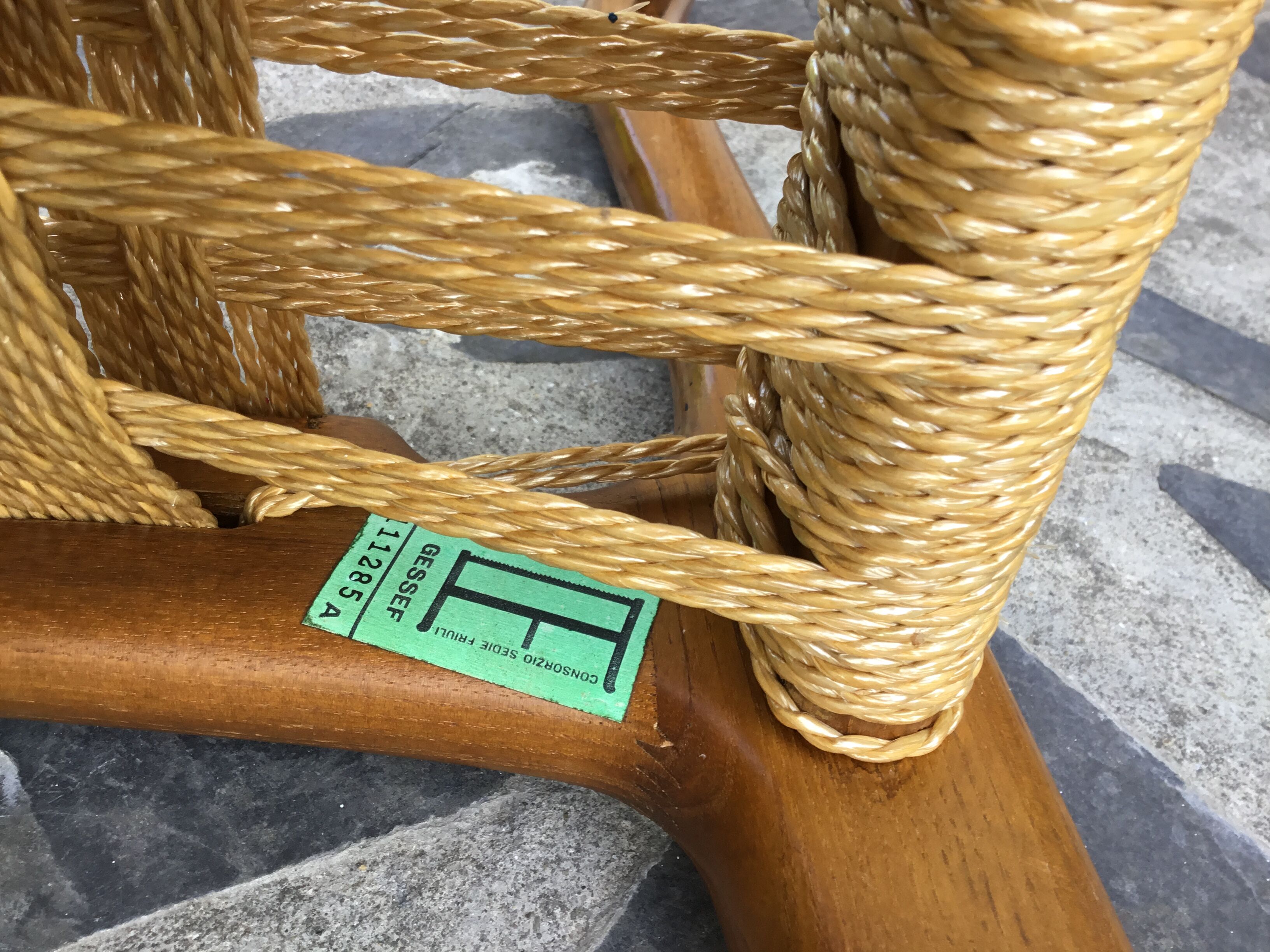 Chaise  bois et corde  italienne 1960