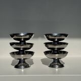 Set of 6 silver metal ice cream cups with small base D9 H5.5