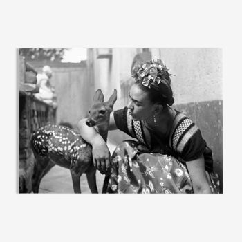 Photograph "Frida Kahlo and Granizo", Casa Azul, Mexico, 1939 / 15 x 20 cm / B&W