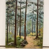 Oil on vintage wooded landscape panel