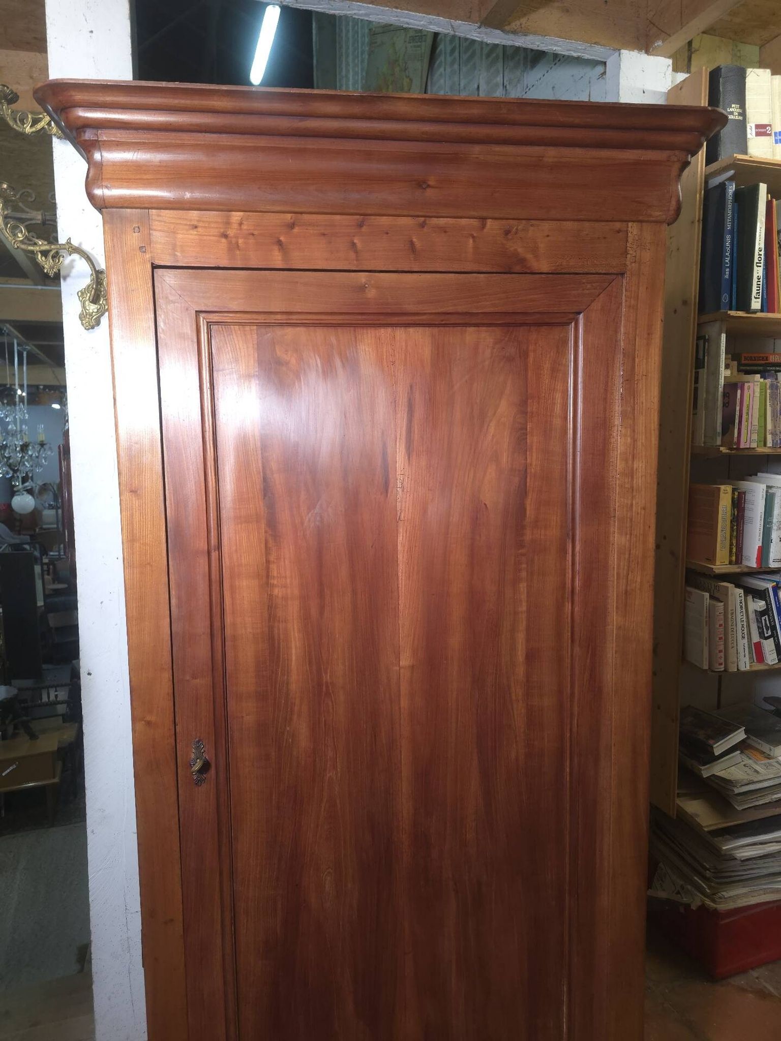 Louis Philippe style solid cherry wood bonnetière wardrobe