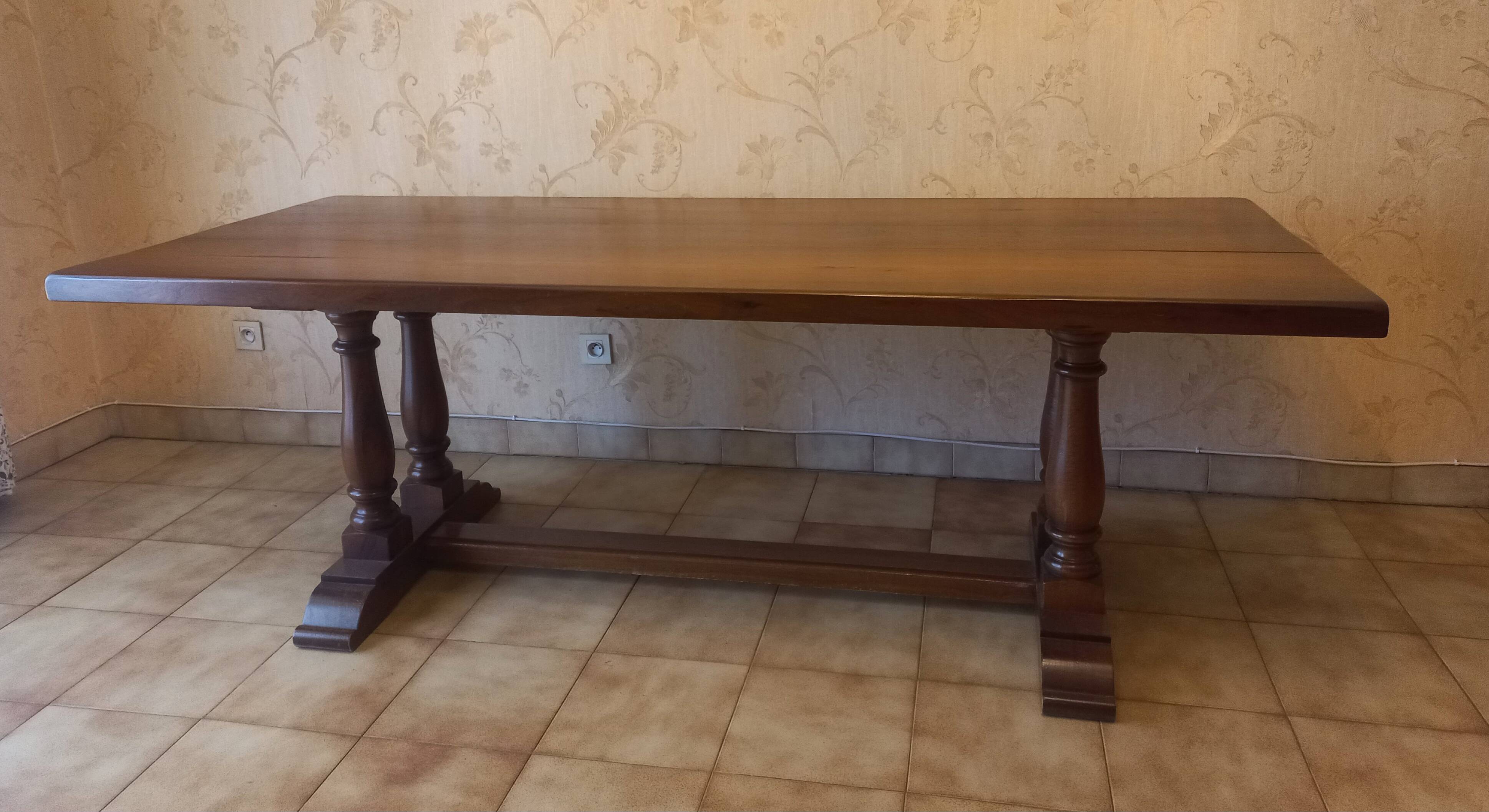 Grande table monastère en noyer français – 220 × 90 cm