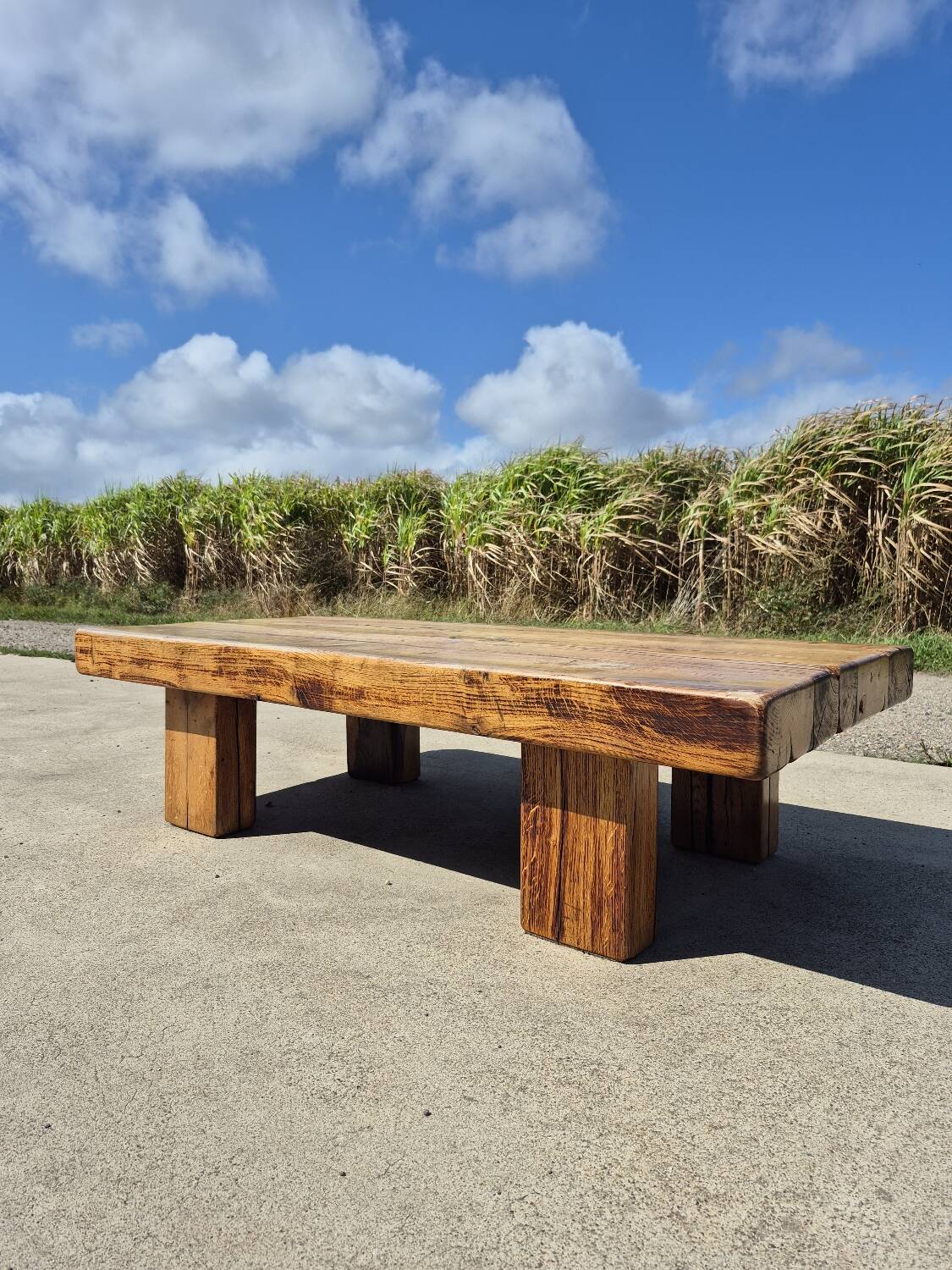 150 cm vintage solid oak rustic brutalist wabi sabi beam coffee table