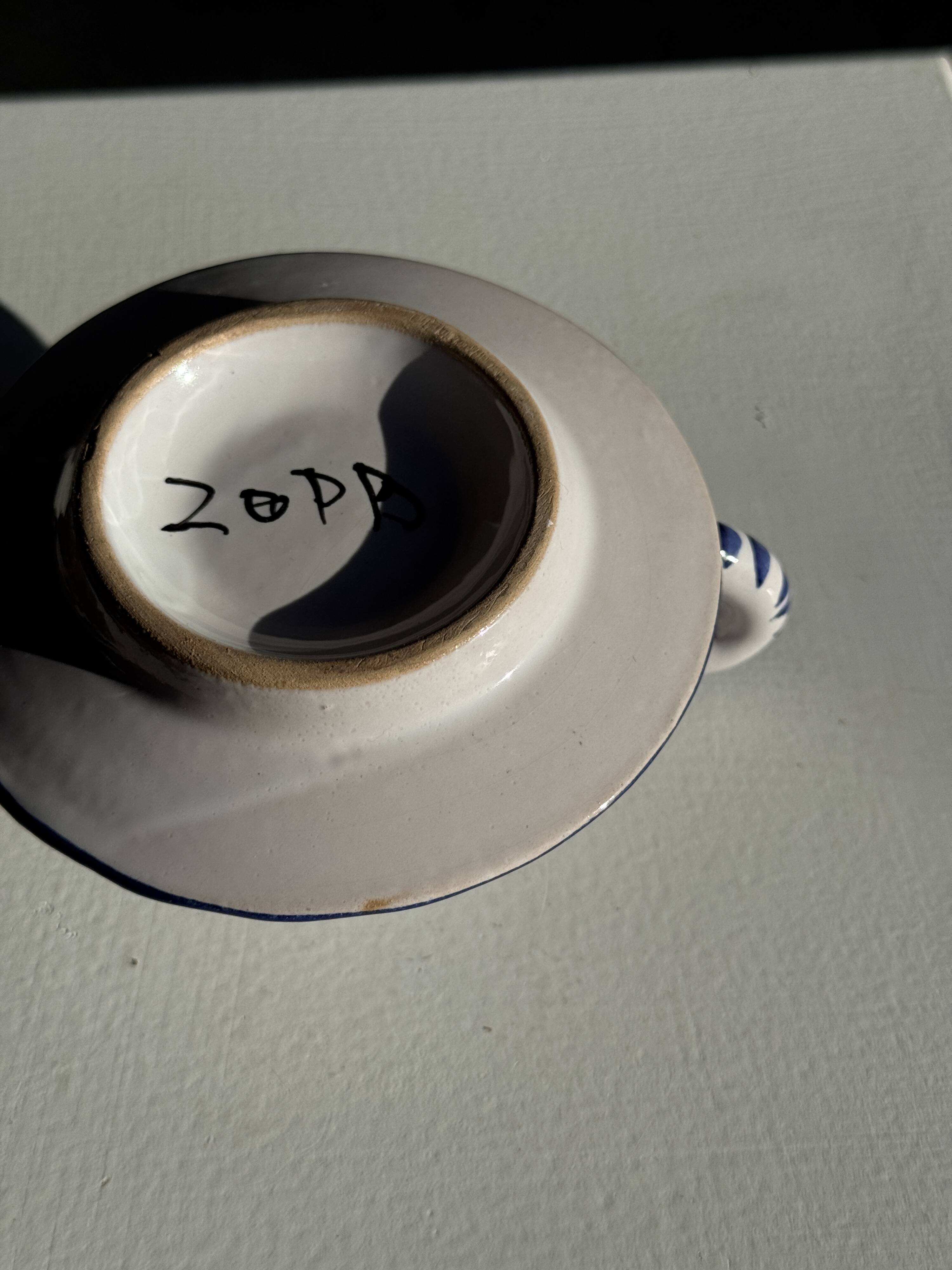 Dutch white and blue candlestick with windmill pattern H5 D10