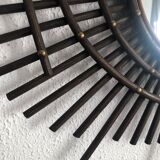 Vintage mirror 1960 orTF rattan sun - 80 x 67 cm