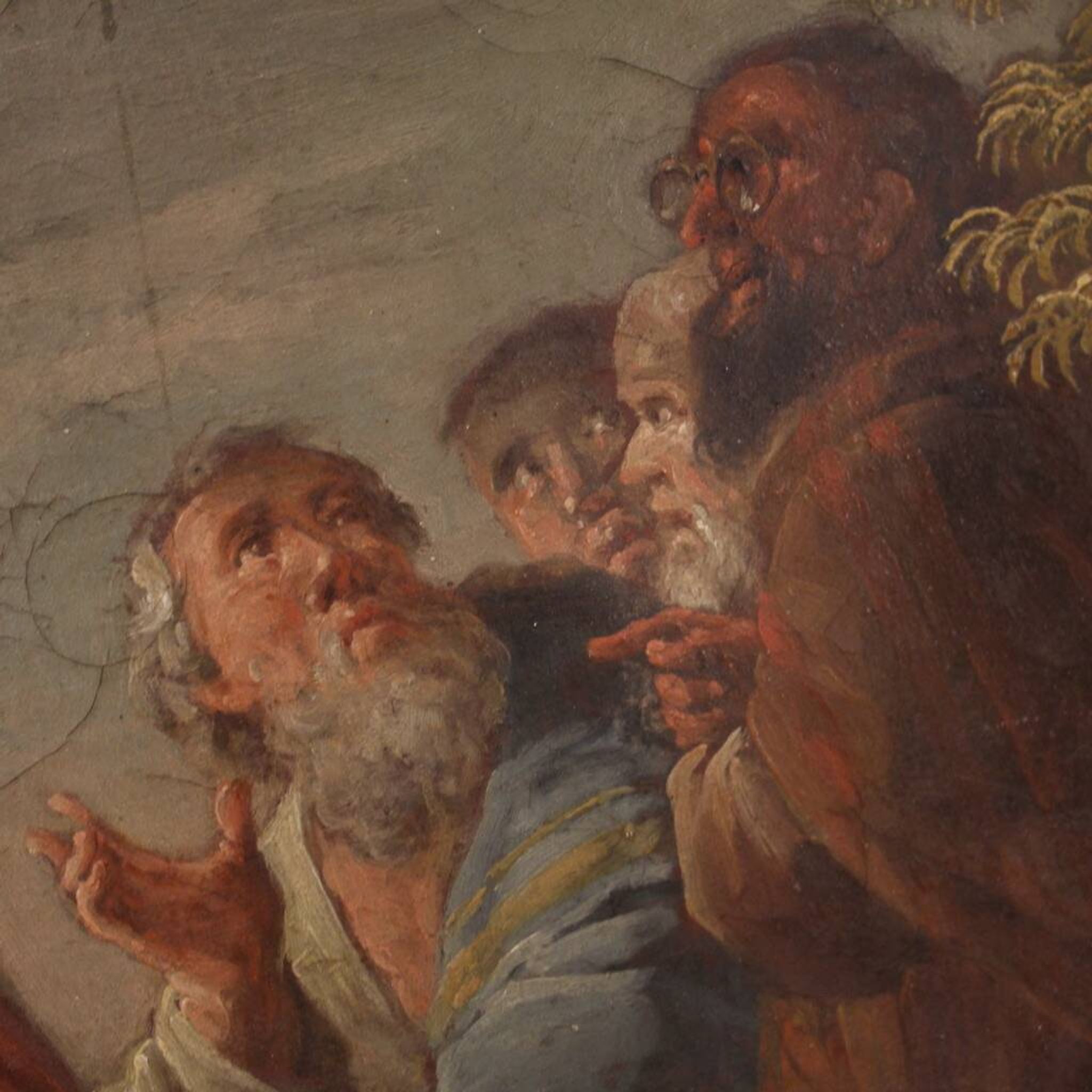 Round painting from the first half of the 19th century, the healing of the centurion's servant