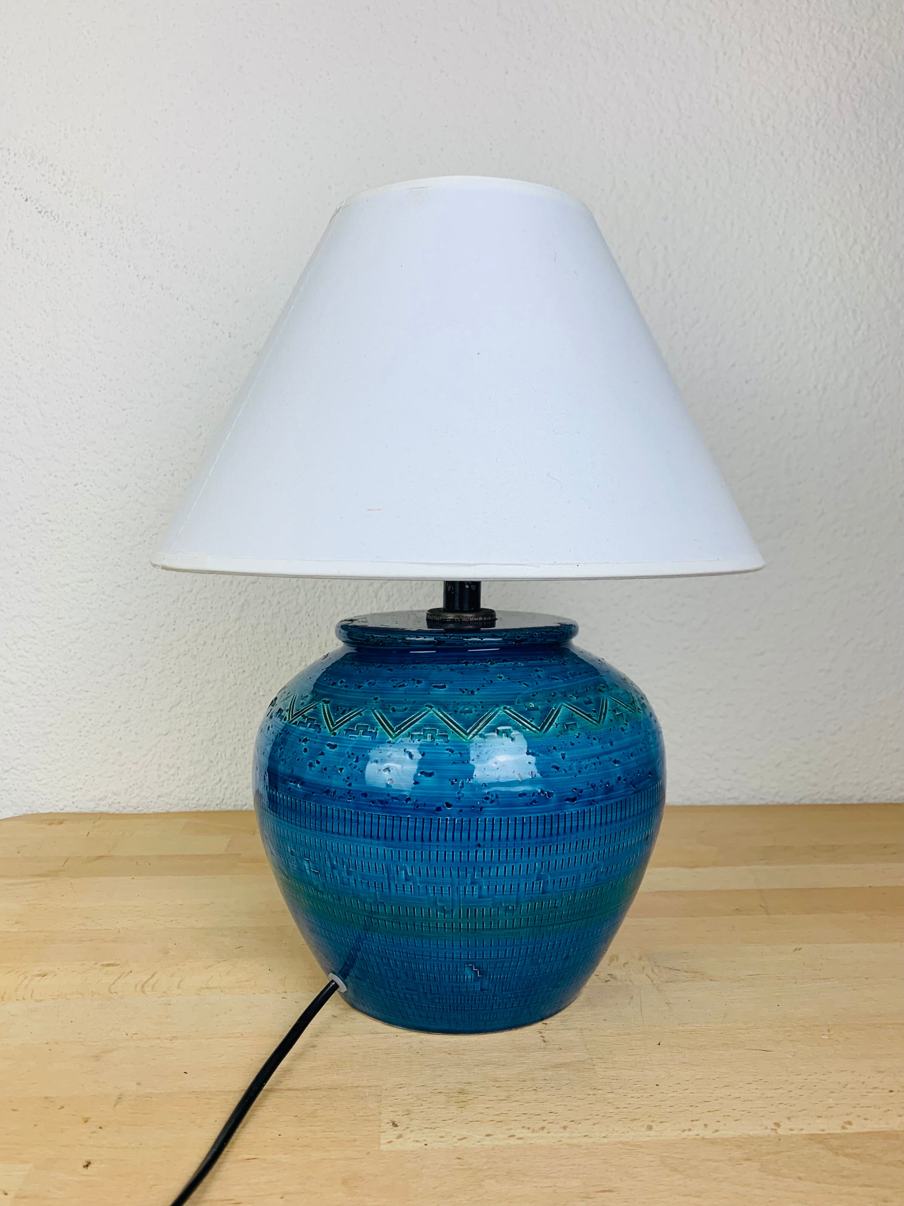 Lamp Aldo Londi Rimini, blue ceramic