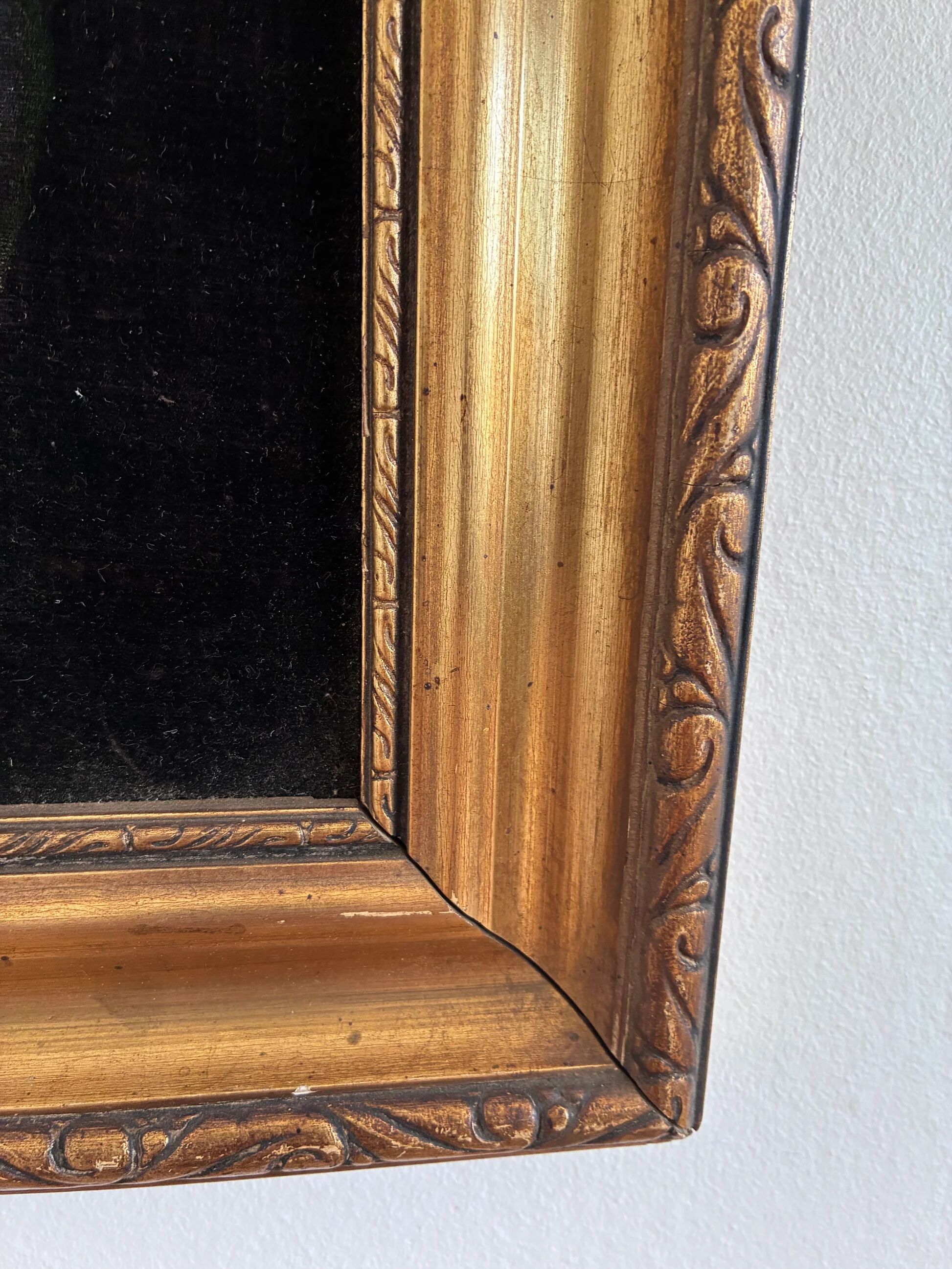 Vintage original velvet flower oil painting, pink flower still life art