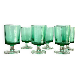 6 petits verres luminarc vert émeraude