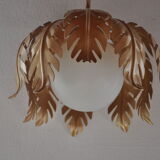 Suspension vegetable pattern golden metal and vintage opaline