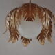 Suspension vegetable pattern golden metal and vintage opaline
