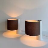 Pair of vintage table lamps, white and brown, “slim” by Gramigna for Quattrifolio, 1964 Italy