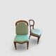 Antique Victorian era ballon back chairs and stool