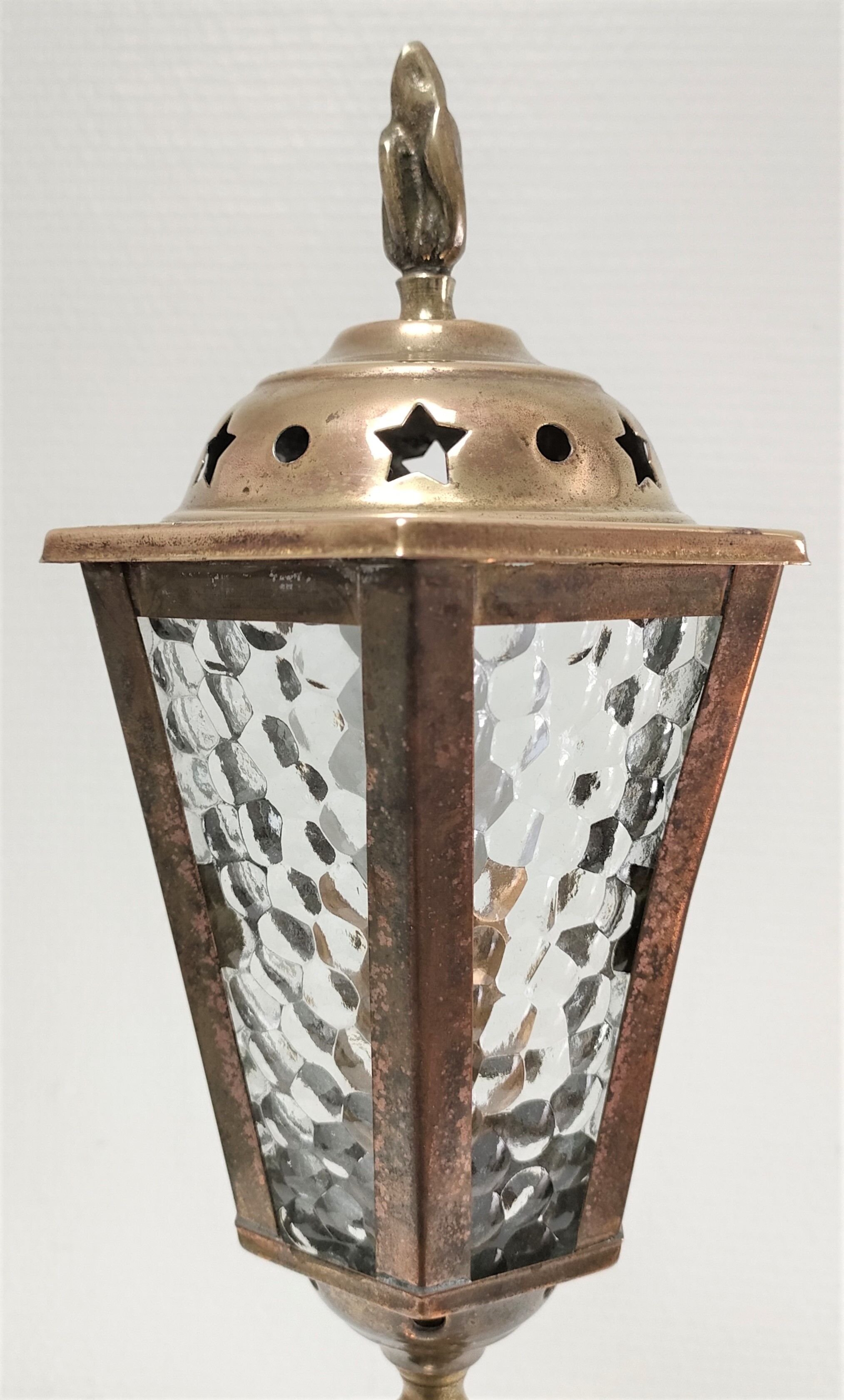 Lampe lanterne laiton et verre début XXème