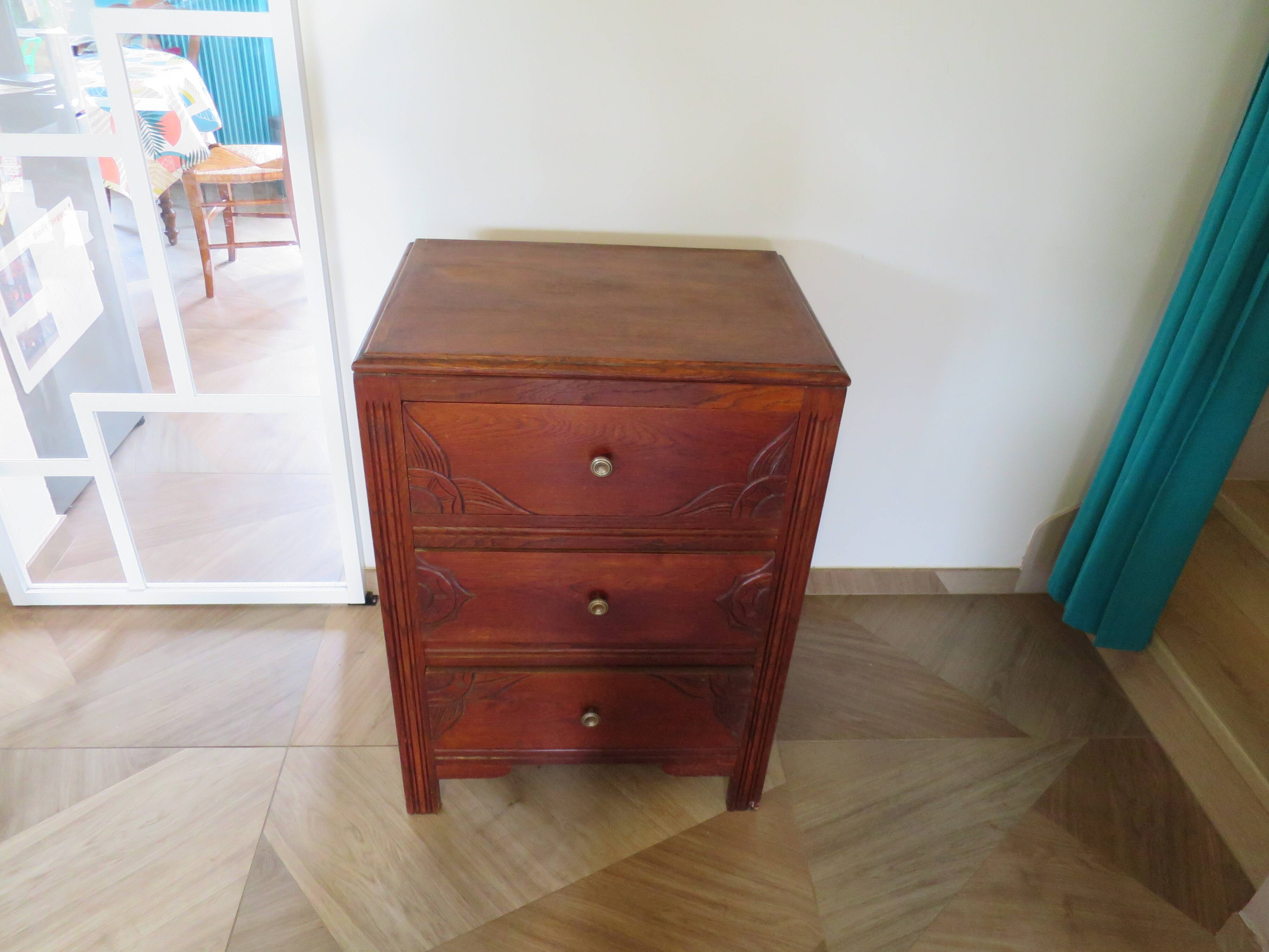 Vintage - Belle commode Art déco -3 tiroirs - Années 40