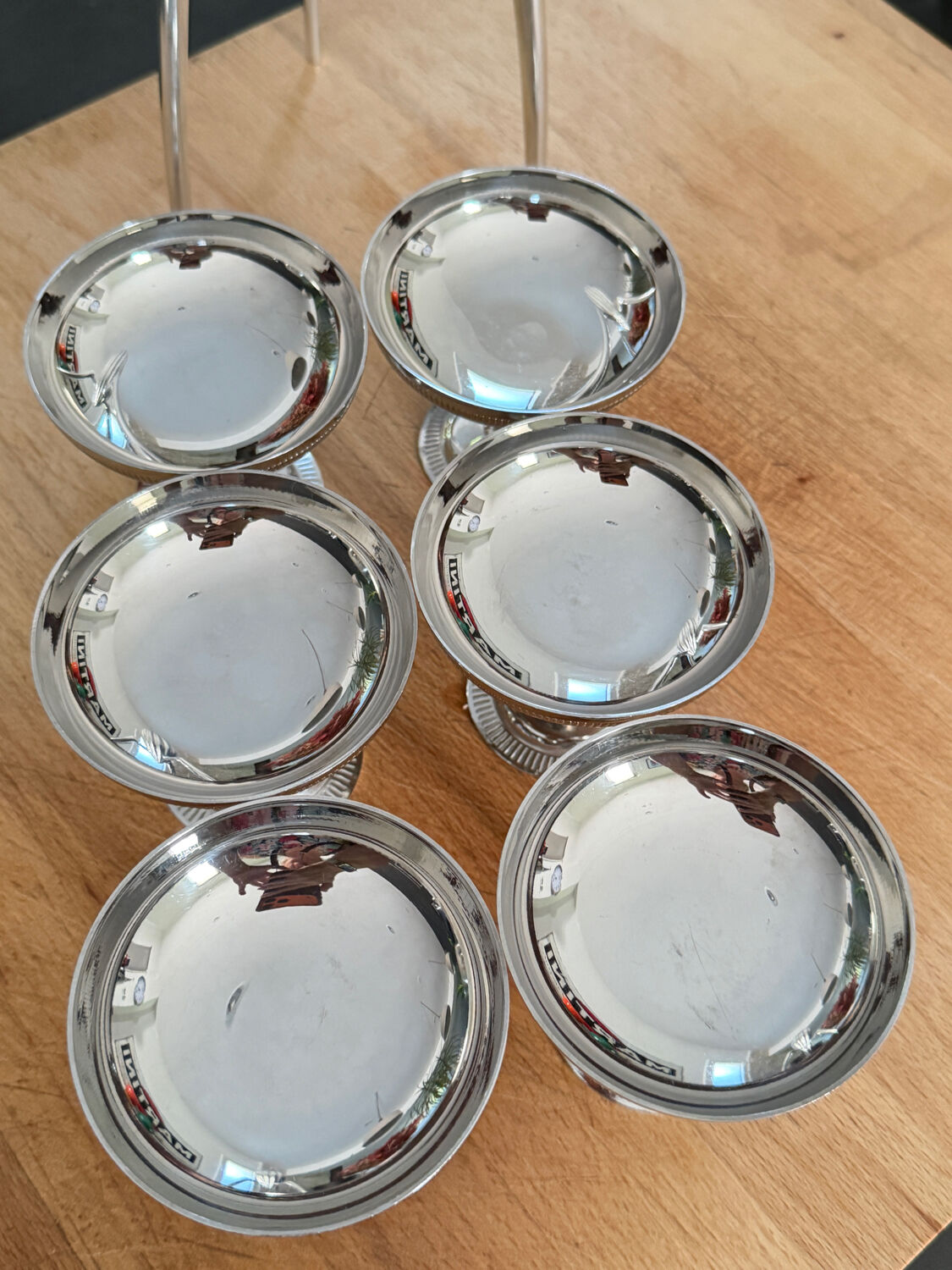Série de 6 coupes à glace, cocktail vintage en inox brillant