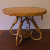 Table basse circulaire en bambou, années 1960