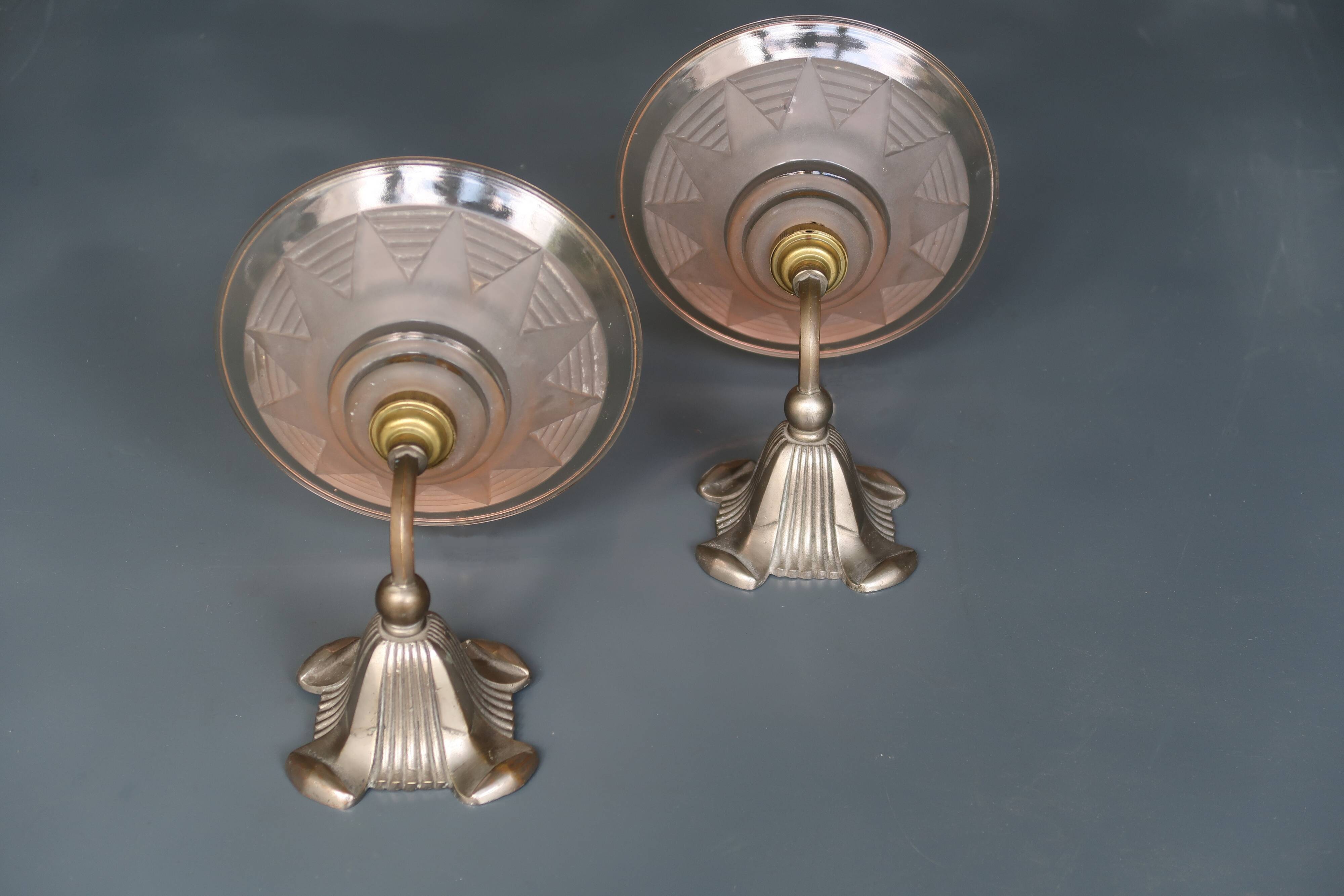 Pair of vintage Art Deco wall sconces from the 1930s.