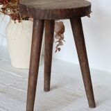 Tabouret tripode vintage en bois