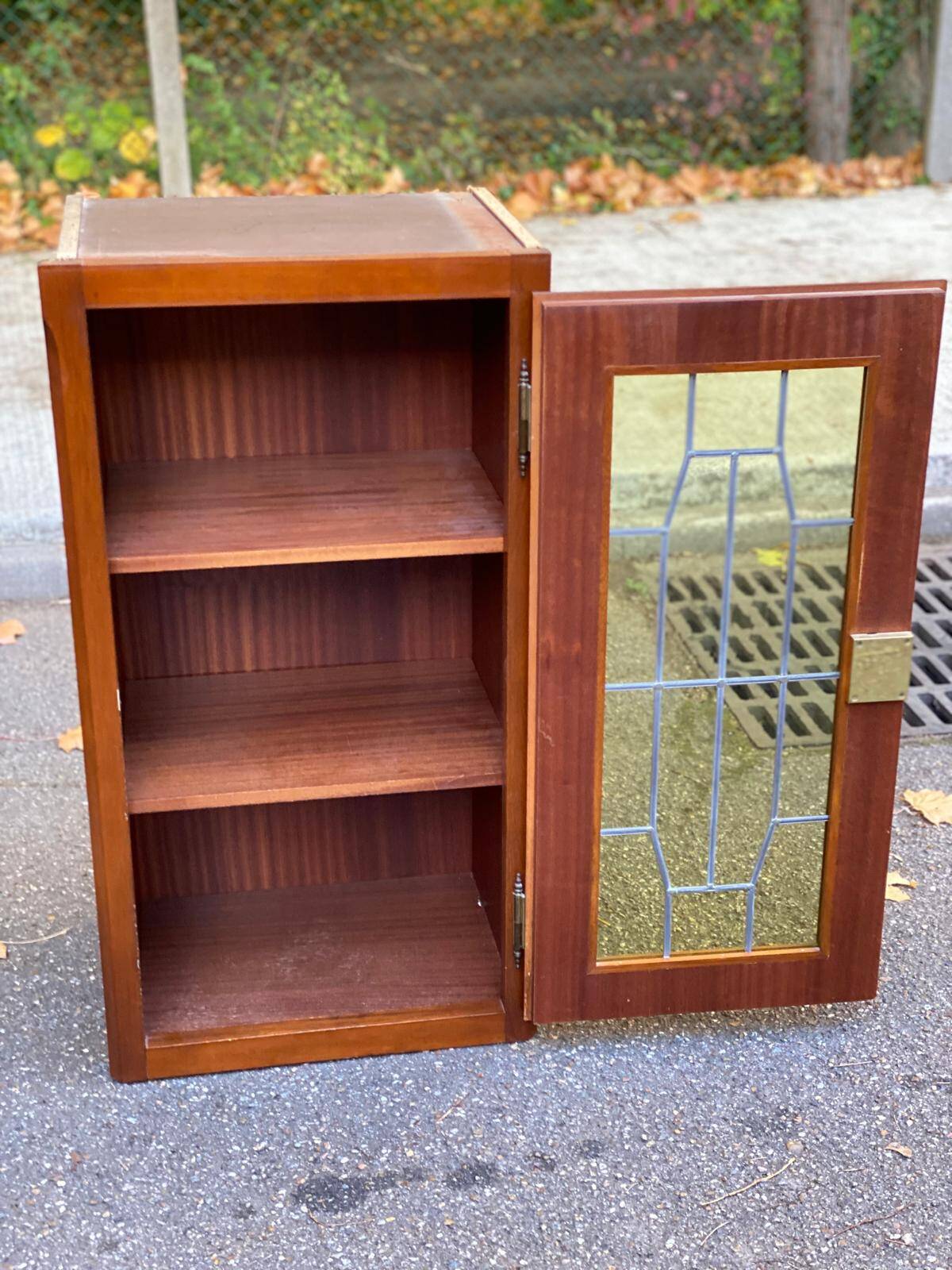 Vintage 20th Century Wooden Glass-Fronted Bookshelf