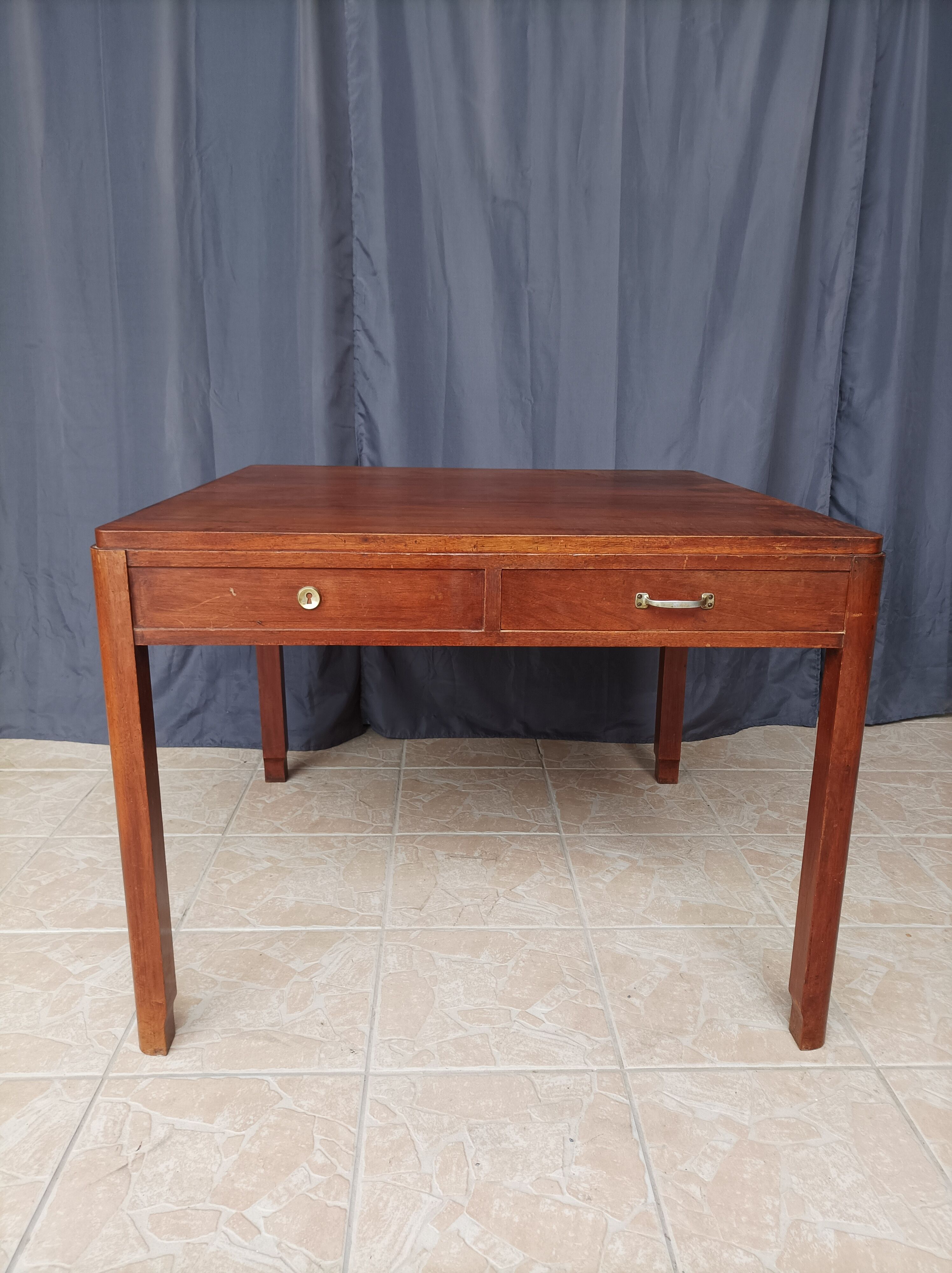 Vintage walnut table with 2 drawers