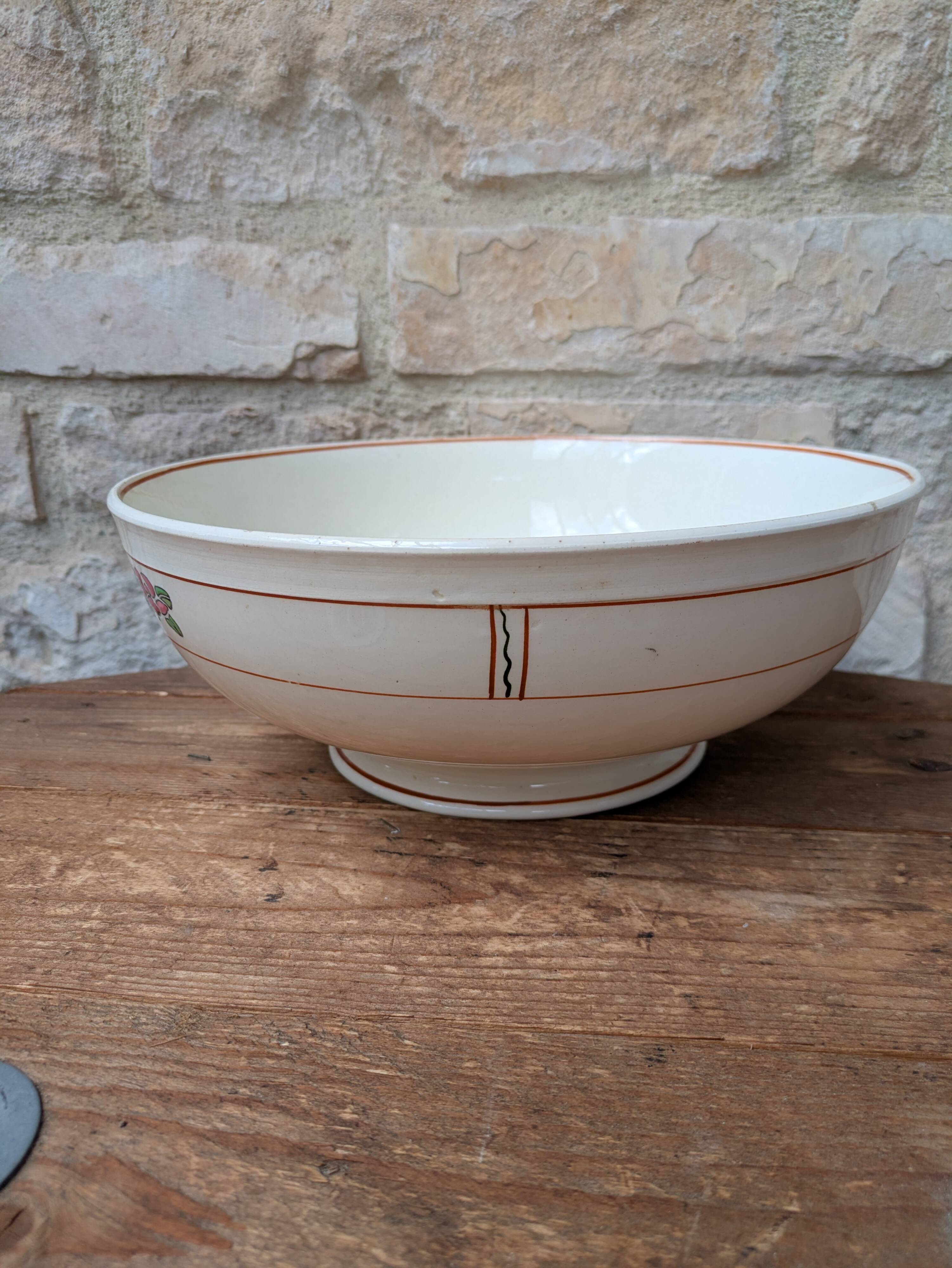 Vintage ironstone salad bowl Salins model Nénuphar 28cm