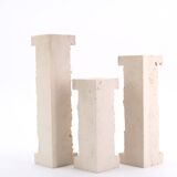 Set of 3 Marble Art Marta travertine column candle holders