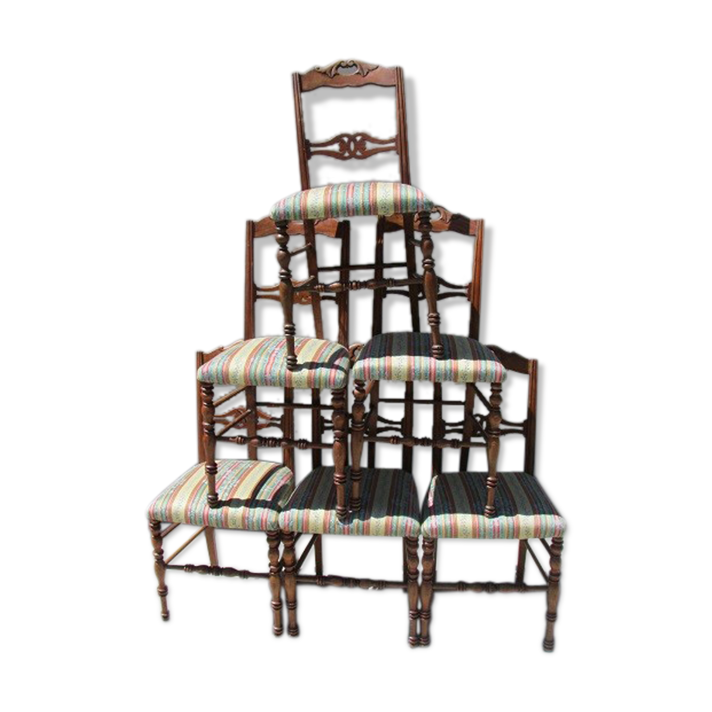Series of 6 chairs, cherry, 19th