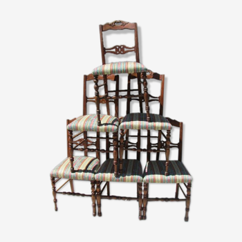 Series of 6 chairs, cherry, 19th