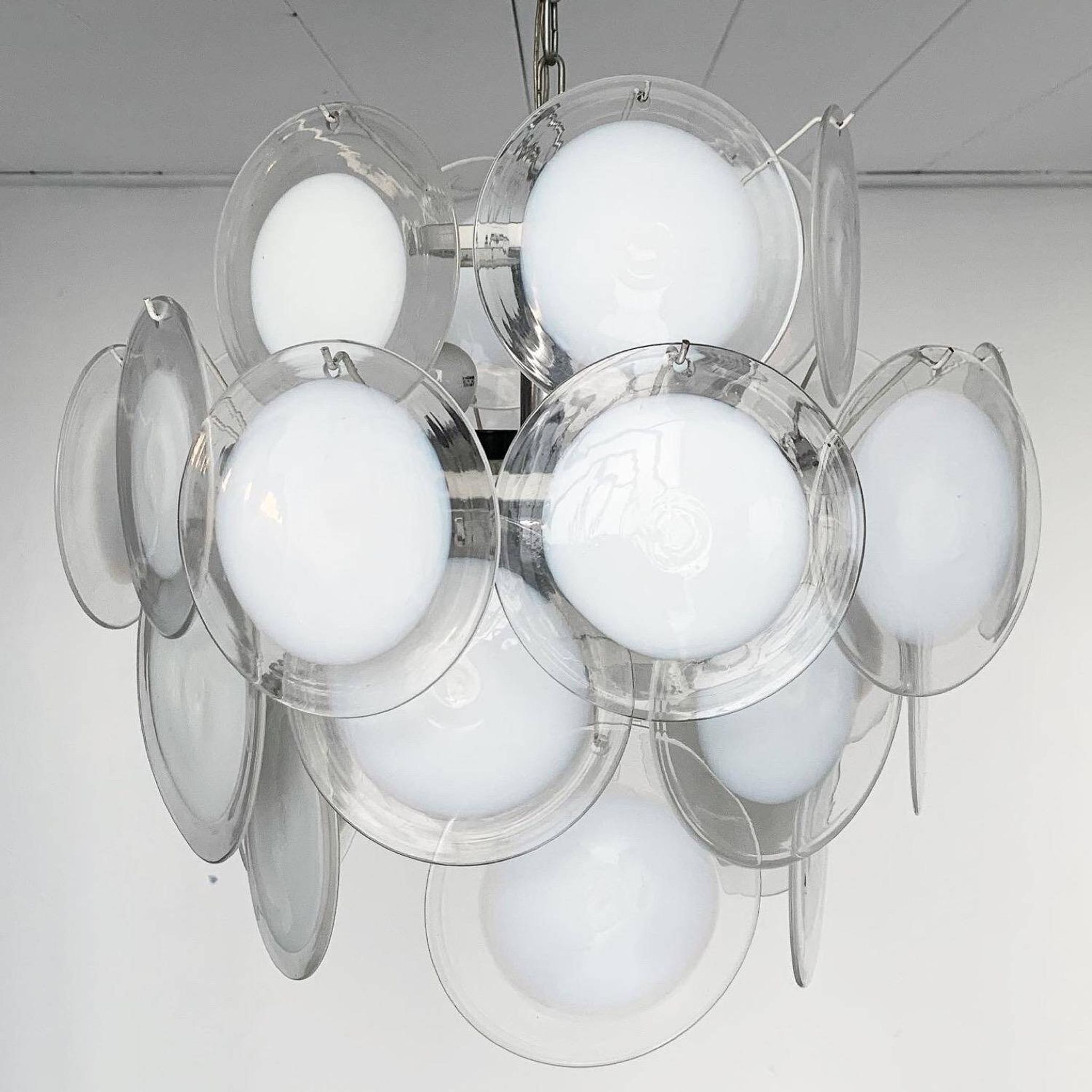 Rare Set of Two Murano Glass Sconces and One Pendant Chandelier by Gino Vistosi