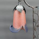 Two-headed wrought iron lamp by Muller, Art Deco, France, Circa 1920