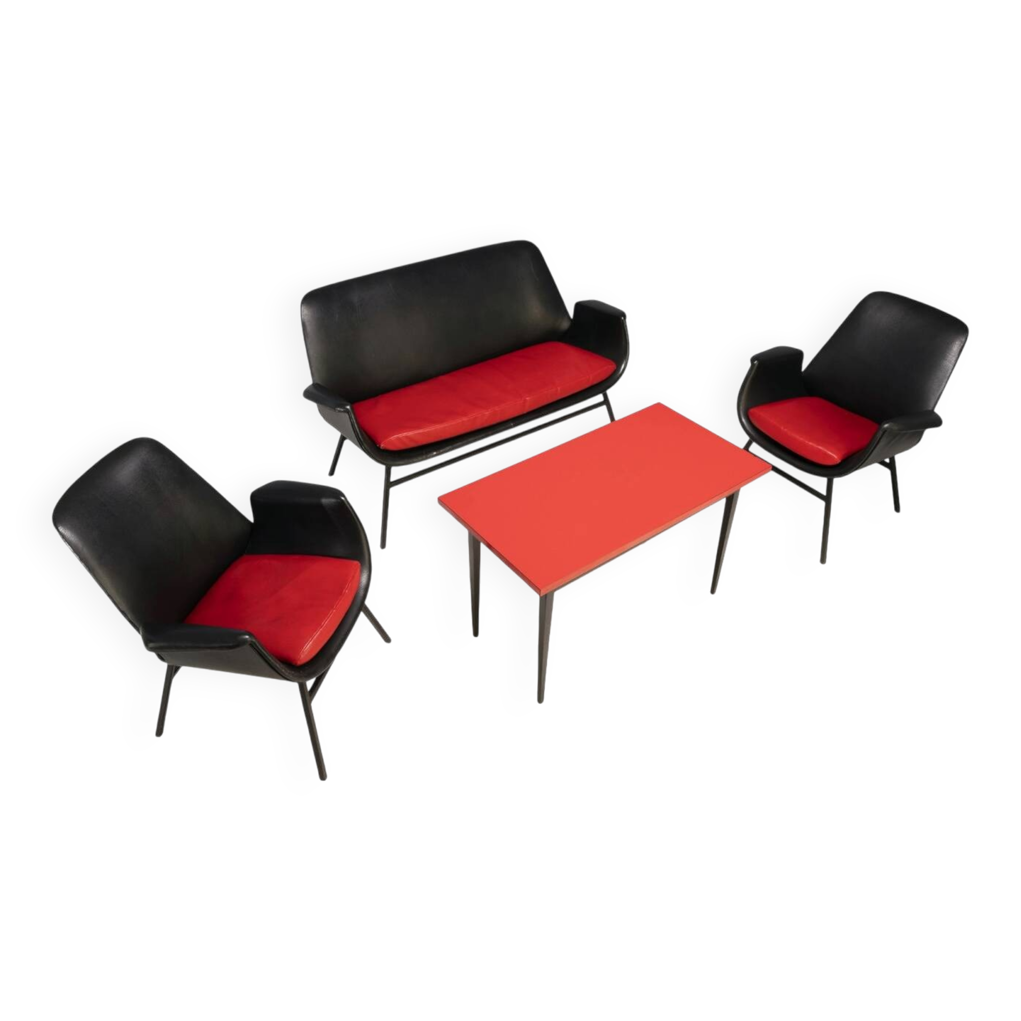 Leather Living Room Set, 1960s, Czechoslovakia