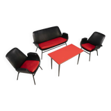 Leather Living Room Set, 1960s, Czechoslovakia