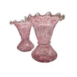 Set Of 2 Pink Art Nouveau Clichy Vases, early 1900s