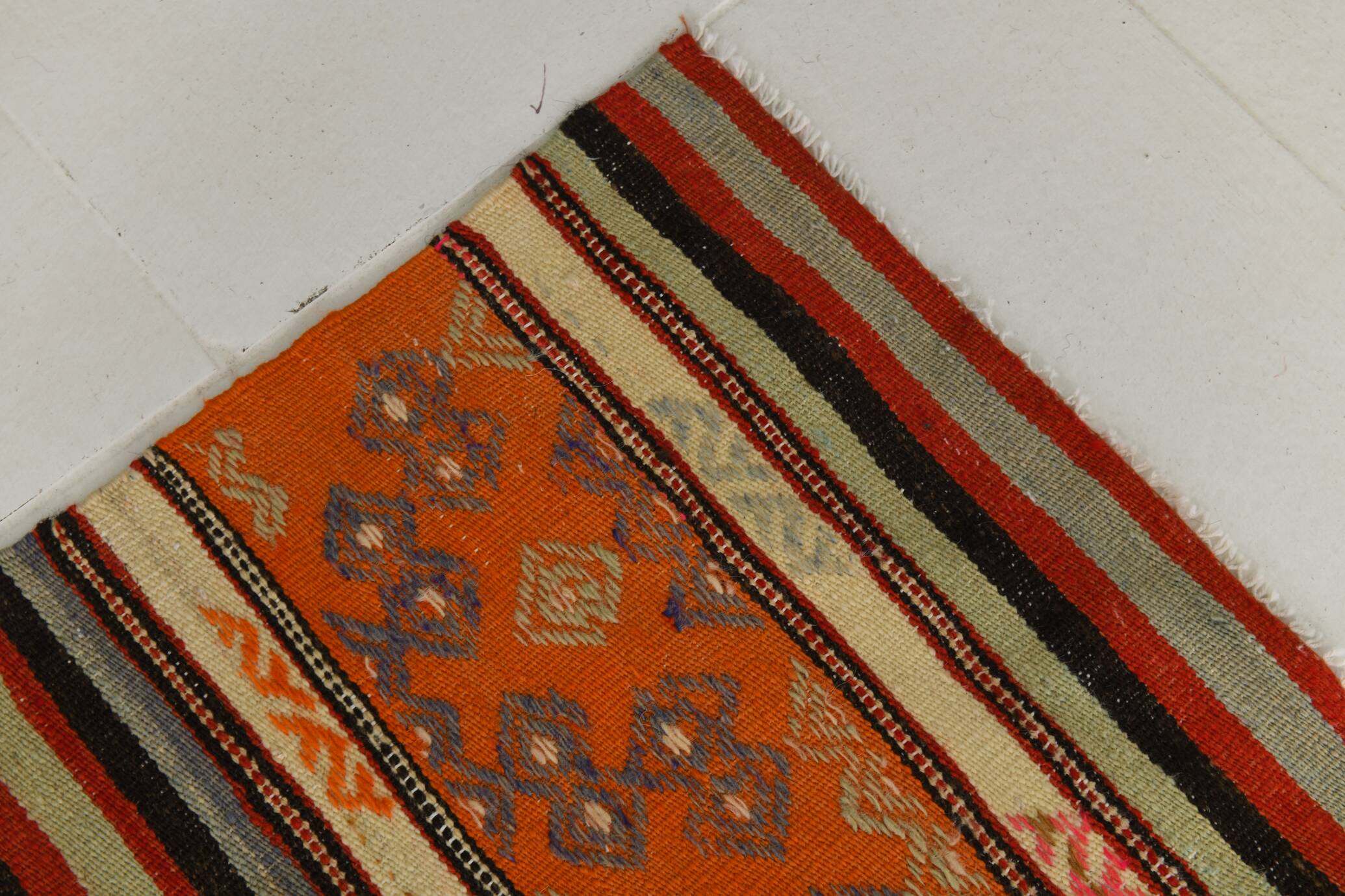 Red & Orange Mid Century Modern Kilim Rug, 174x267Cm