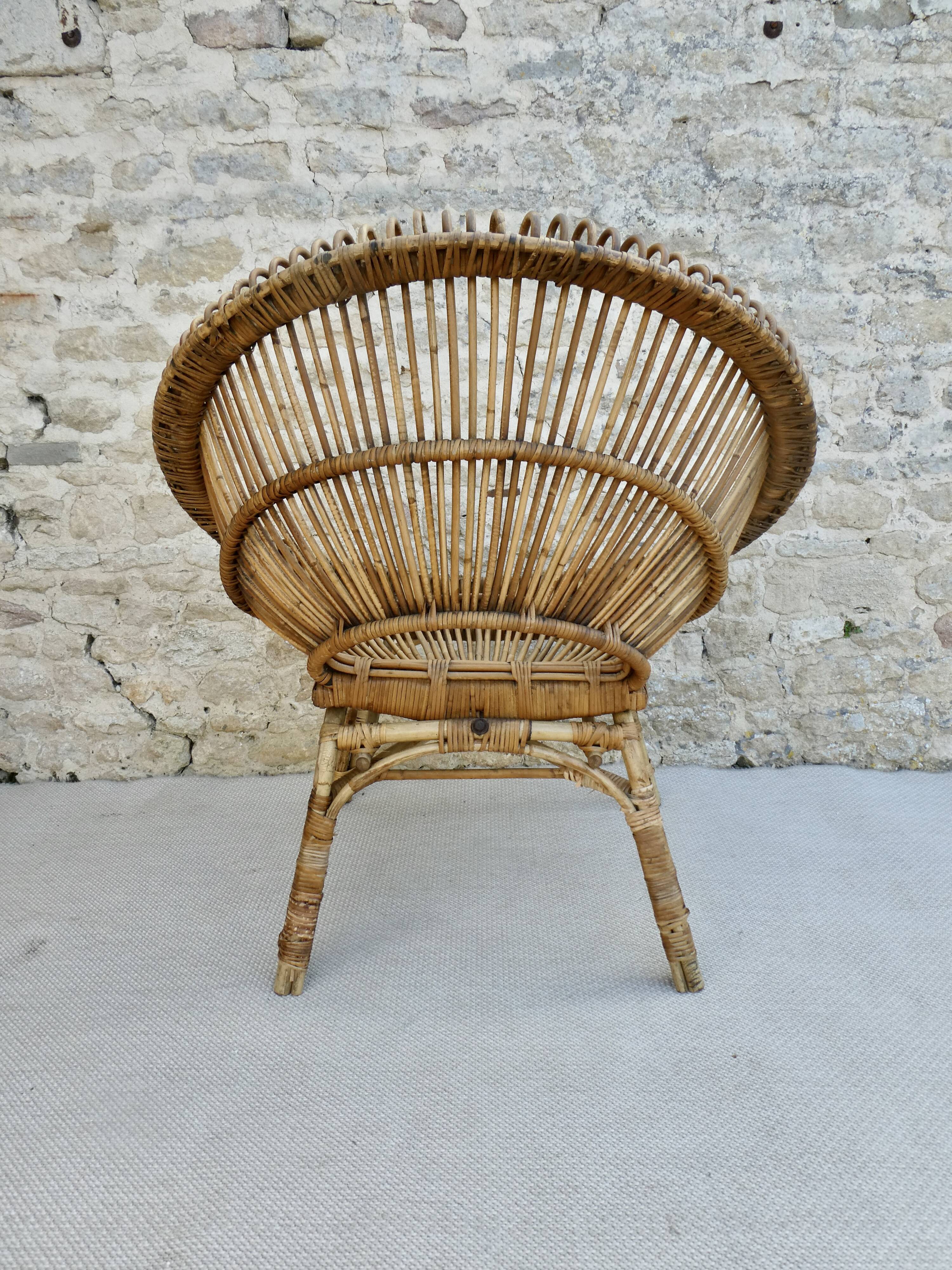 Rattan basket armchair from the 60s