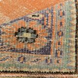 6x9 Antique Vintage Orange & Greeb Turkish Rug, 182x286Cm