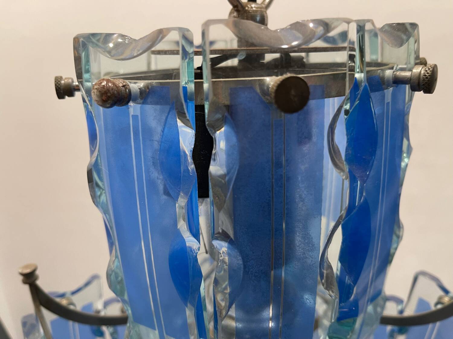 Midcentury Glass Blue Light Pendant 1970’s