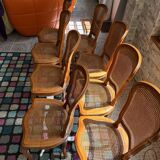 Wooden and rattan chairs